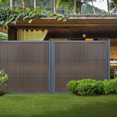 China European New Design Easily Assembled Outdoor Wpc Aluminum Garden Fencing Panel All-season W180xh180cm 10years Powder Coating Brown/anzhrazit for sale