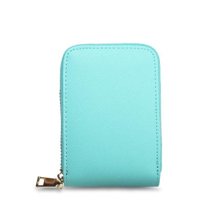 China High Quality Promotion Gift RFID Blocking Credit Card Wallet Organ RFID Wallet Zipper Card Case Genuine Leather Holder For Women Men for sale