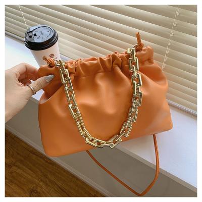 China 2021 Fashion Cloud Luxury Cross - Body Bag Ruched Chains Sling Bags Women Armpit Clips Wholesale for sale