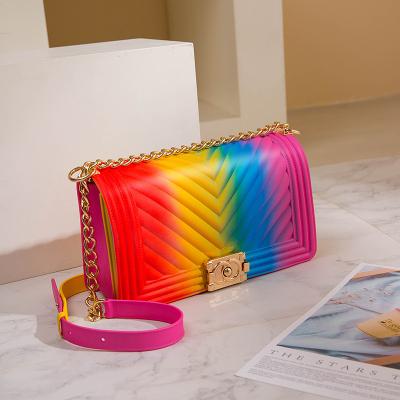 China NEW Wholesale PVC Matte Bag For Women Ladies Purses Jelly Handbags Fashion Shoulder Chain Strap for sale