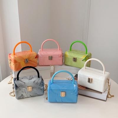 China Unique purses of the latest high quality square box packaging handbags small solid acrylic women's handbags for sale