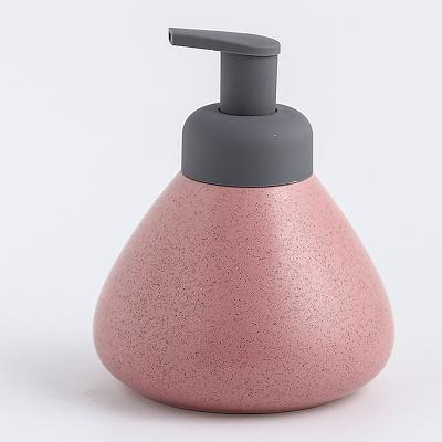 China Sustainable New Bathroom Accessories Glazed Vertical Grain Ceramic Lotion Dispenser Pump Bottle for sale