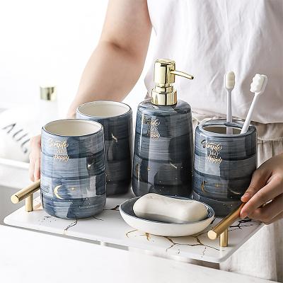 China Viable Customize Luxury Ceramic Bathroom Decor Accessories Set for sale