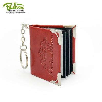 China PU Self-stick Photo Key Chain Diy Mini Leather Keychain Photo Album For Gift for sale