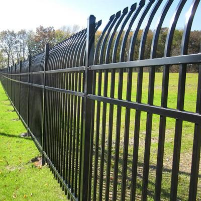 China Easily Assembled Garden Powder Coated Wrought Iron Fence Safety Anti Climb Bent Top Security Steel Fence For Sale for sale