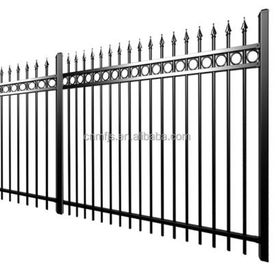 China Easily Assembled Garden Powder Coated Wrought Iron Fence Tubular Black Steel Top Spear Metal Fence Panels for sale