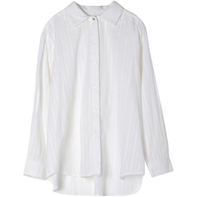 China Retro Long Sleeve Blouse Turn-Down Collar Office Ladies Anti-Shrink White Chiffon Blouses for sale