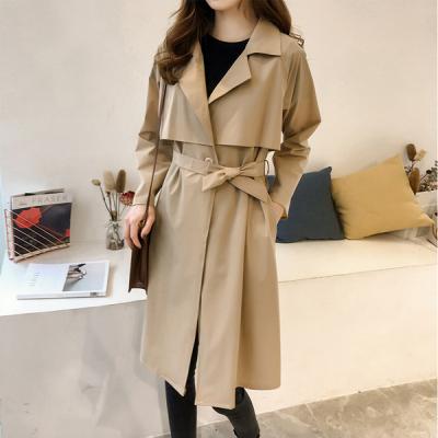 China 2021 New Arrival Autumn Women Trench Coat Ladies Long Jacket Lapel Wide Trench Coat Anti-wrinkle for sale