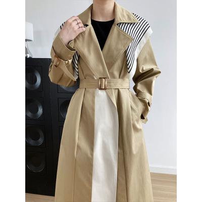 China 2021 New Arrival Anti-wrinkle Autumn Women Trench Coat Double Breasted Ladies Long Jacket Lapel Wide Trench Coat for sale