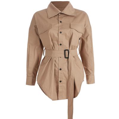 China Wholesale Breathable Style Women's Casual Khaki Ditch Coat Lapel Collar Women's Ditch Coat for sale