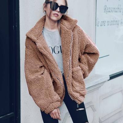 China Sale Ladies Fashion Breathable Warm Winter Thicken Fleece Coat Plus Size Women Sherpa Jacket Faux Wool Fur Coat for sale