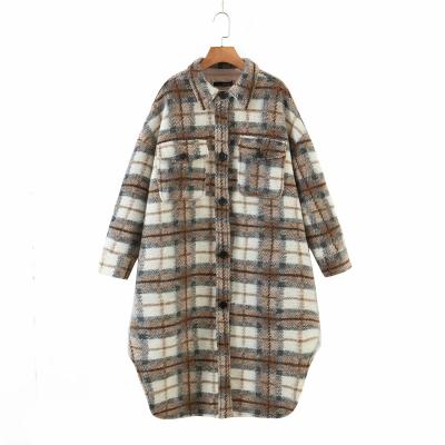 China New Arrival Vintage Wool Coat Fashion Casual Woolen Jacket Women's Breathable Plaid Jackets for sale