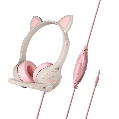 China Cheapest Cute Cat Ear Earphone Free Sample Waterproof Gamer Headphones Gaming Headset For Kids Girls for sale