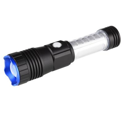 China New Design Zoom 500LM Metal Flashlight Rechargeable Flashlight Camping Tactical Torch Multifunction Rotary Police Flashlight for sale