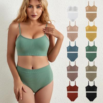 China 2022 QUICK DRY sexy lift up wholesale thin solid color big vest no steel ring bra Beautiful Back Comfortable Panties and brief sets for sale