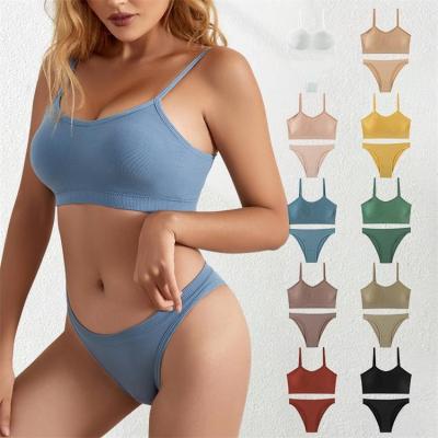 China 2022 QUICK DRY sexy lift up wholesale thin solid color big vest no steel ring bra Beautiful Back Comfortable Panties and brief sets for sale