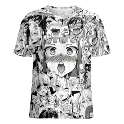 China 2022 QUICK DRY Casual Short Loose Crewneck Sweater Anime 3D Sleeve Fitting Blouses Print Graphic Ahegao T-shirt Women for sale