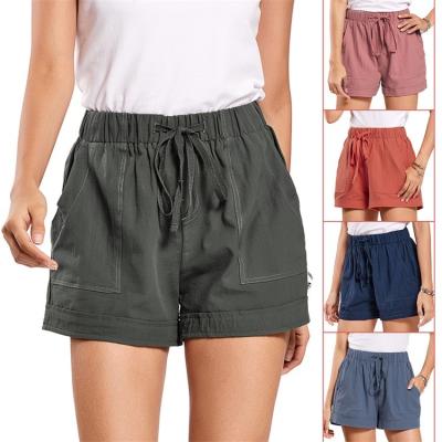 China 2022 Summer Wholesale QUICK DRY Sweat Shorts Solid Cotton Drawstring Women's Casual Shorts for sale