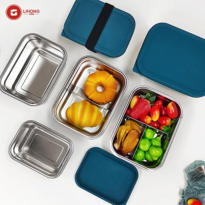 China Freshness Preservation 1/2/3 Compartment Kids Bento Reusable Food Storage Containers Kids Silicone Collapsible Bowls for sale