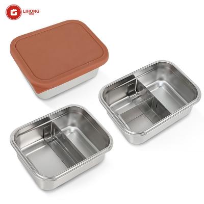 China Leakproof Custom Freshness Preservation Shopping Kids Lunch Box Food Storage Containers 1/2/3 Compartment Stainless Steel Bento Boxs for sale