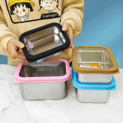 China Freshness Preservation New Product Tempered Glass Lid Stainless Steel Lunch Box Food Storage Container for sale