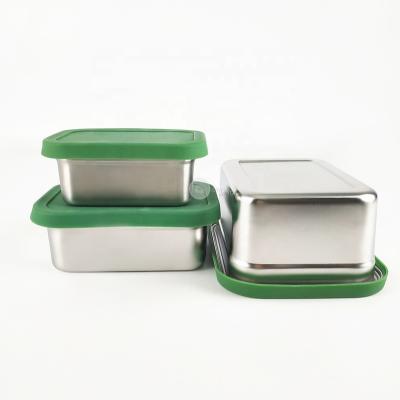 China Freshness Preservation Baming Lihong Stainless Steel Food Storage Container With Silicone Lid Sandwich Lunch Bento Box for sale