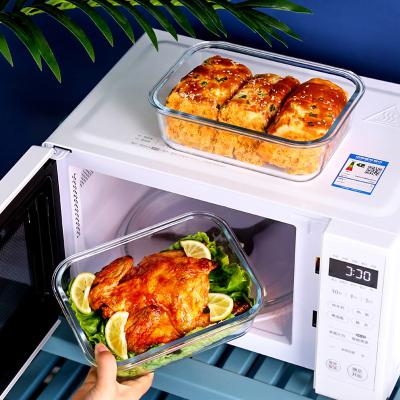 China Viable Lunch Box Glass Microwave Food Container Borosilicate Glass Food Safe Storage Container for sale