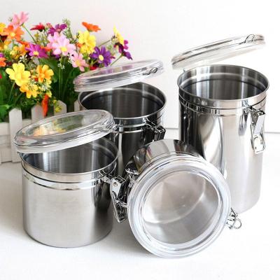 China Microwavable Seal Container Canister Hotel Coffee Supplier Hotel Supermarket 4pcs/set Plastic Lid - Stainless Steel Food Storage Canister for sale