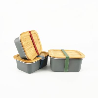 China Baming Hot Sale Stocked Food Container With Stainless Steel Elastic Lid Bento Lunch Box With Bamboo Lunch Box for sale