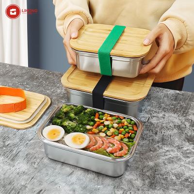 China Reusable Bamboo Tiffin Box Food Container Reusable Lunch Box Japanese-style School Freshness Preservation Environmental Protection for sale