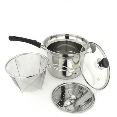 China Sustainable Multi-Use Stainless Steel Noodle Pot Tall Pot / Frying Pots With Strainer for sale