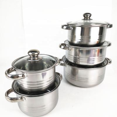 China Sustainable Kitchenware Double Handle Stainless Steel Kitchen Induction Cookware Pots And Pans Set for sale