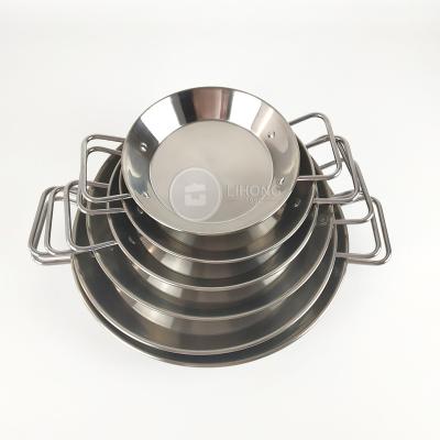 China Hotel Kitchen Equipment 20cm Stove Sustainable Paella Dishes Stainless Steel Top Paella Pan For Seafood for sale