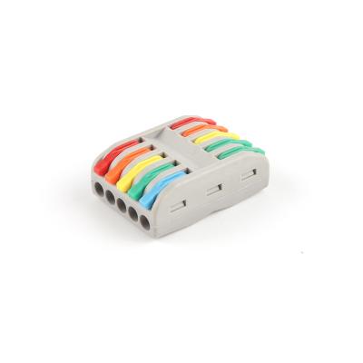 China Power 5 Pin Colored Universal Fast Wiring Terminal Blocks Flattening Electrical Wire Connector Cable Connectors For Cable Junction for sale