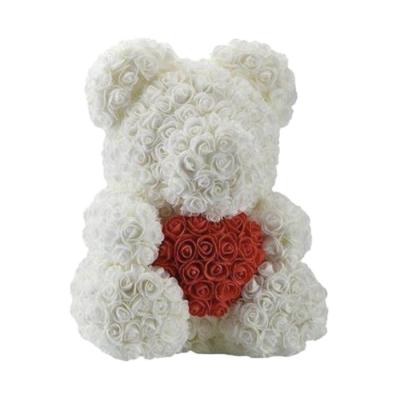 China Fashional PE Rose Bear Top Quality Birthday Gift Handmade Rose Bear Doll With Love Heart for sale