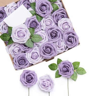 China Home Decoration Amazon DIY PE Foam Heads Box Real Looking Ivory Rose Artificial Flowers for sale