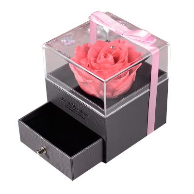 China 2020 Hot Sale Valentine's Day Acrylic Gift Box Durable Preserved Single Eternal Roses For Gift for sale