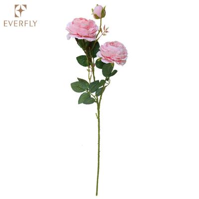 China Wholesale Cheap Fashional Three Head Simulation Free Sample Decorative Artificial Rose for sale