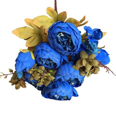 China Fashional Factory Cheap Wholesale Silk Peony Artificial Flowers Wedding Bouquet for sale