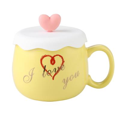 China Sustainable Hot Sale Personalized Yellow Nordic Ceramic Mug Cup With Customized Letter for sale