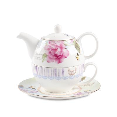 China Sustainable Exquisite Porcelain Teapot Set Cheap Afternoon Tea Set With Flower Pattern For A for sale