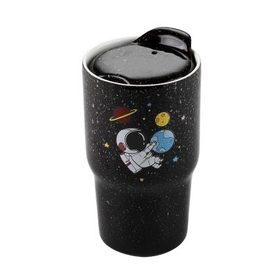 China Sustainable Reusable Double Wall Insulated Ceramic Double Wall Travel Coffee Mug With Lid for sale