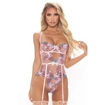 China Sexy mature sexy translucent underwear woman lingerie lace flower embroidery erotic set skin care transparent sensual short kits for sale