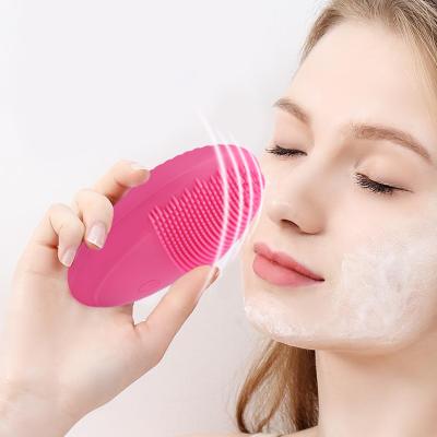 China Vegan Electric Facial Skin Cleanser Detergent Silicone Face Brush Battery Deep Cleansing Deep Cleansing Wash Massager for sale