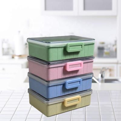 China New Design Microwavable Wheat Fiber Eco Friendly Bento Lunch Box /Food Storage Container for sale