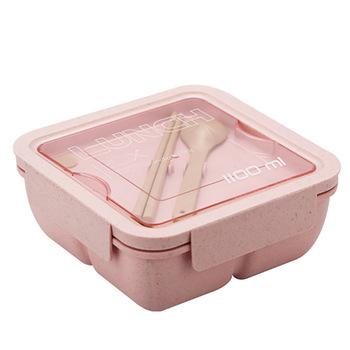 China Microwavable Bento Boxs Wheat Straw Lunch Freshness Storage Box For Kids Portable Tiffin Lunch Box for sale