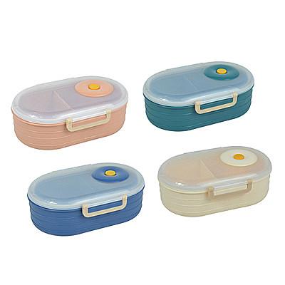 China Factory Price Microwavable Free Form Oval Lunch Box BPA Bento Plastic Lunch Box With 2 Compartments for sale