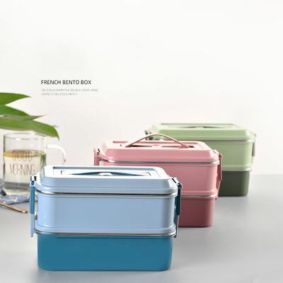 China Microwavable Metal Bento Lunch Box 304 Stainless Steel Lunch Box With Handle Stainless Steel Food Container for sale