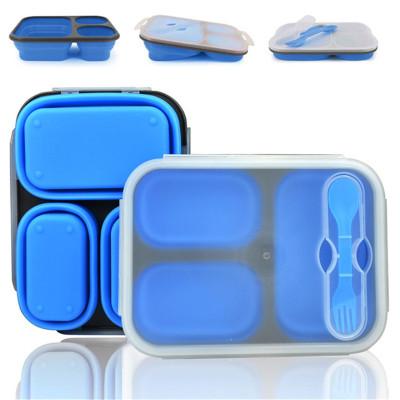 China BPA Free Collapsible Collapsible Durable Silicon Lunch Box Container Collapsible Silicon Bento Bento for sale