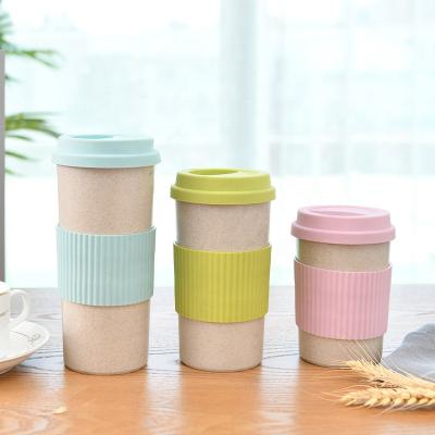 China Viable Promotional Biodegradable Wheat Straw EcoFiber Coffee Mug Wheat Straw Coffee Cups for sale